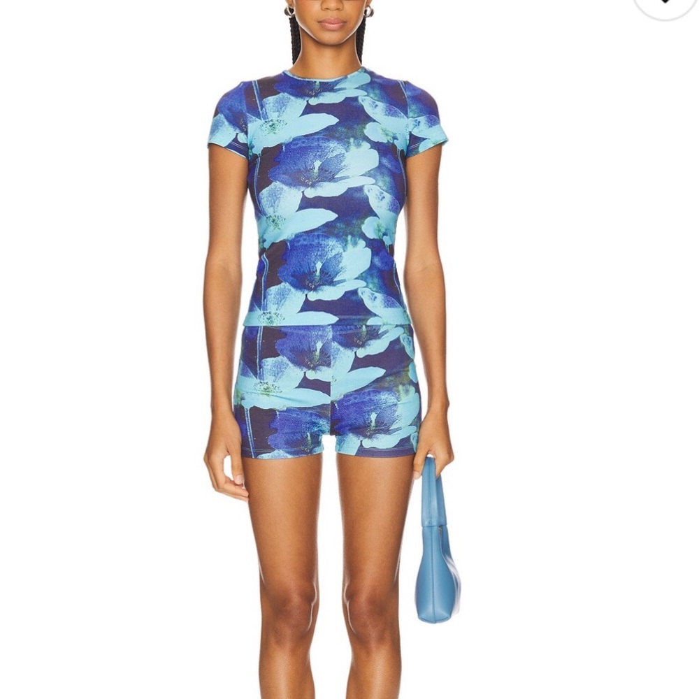 Miaou Blue Floral Print Sleeveless Top & Bottom